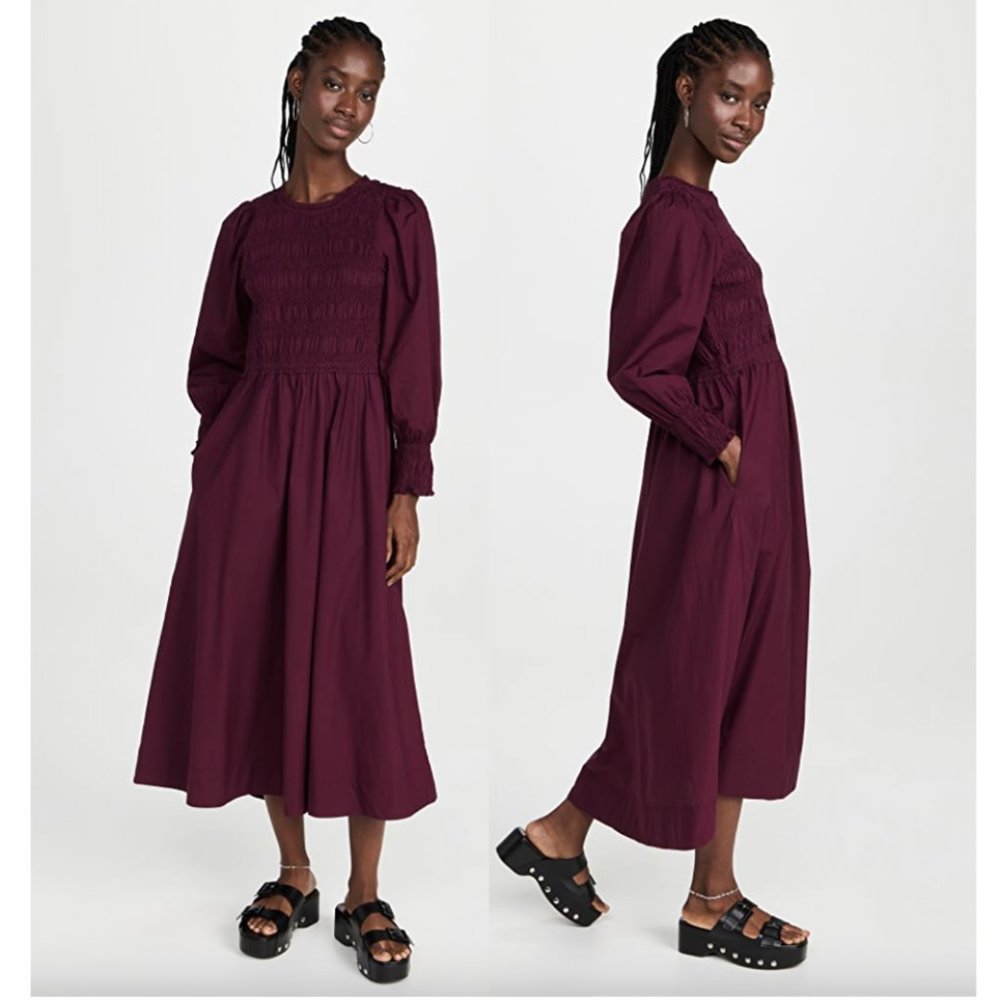Apiece Apart Plum Smocked Maxi Dress